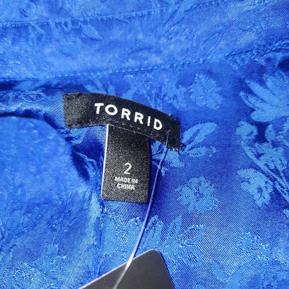 Torrid Floral Jacquard Trench Jacket Coat Womens Plus 2X Blue Elegant Holiday - Picture 3 of 12